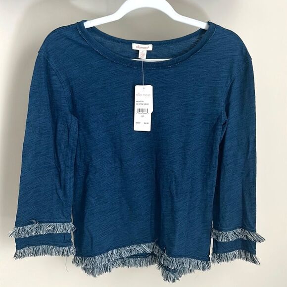 Ella Moss - Girls - Dark Stone Indigo Top with Fringe Detail - New! - Picture 1 of 3